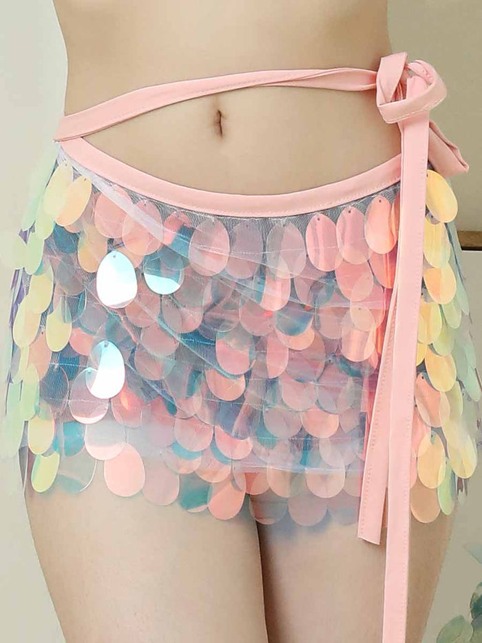 Pink Rainbow Sequin Mini Skirt