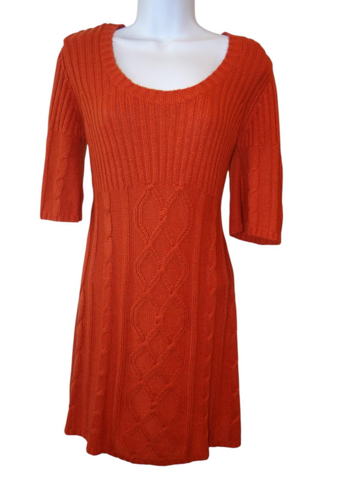 PINK ROSE Stylish Cable Knit Dress   Warm Orange0