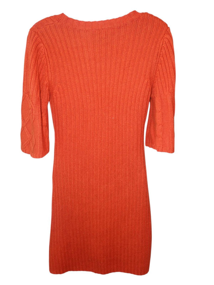 PINK ROSE Stylish Cable Knit Dress   Warm Orange1