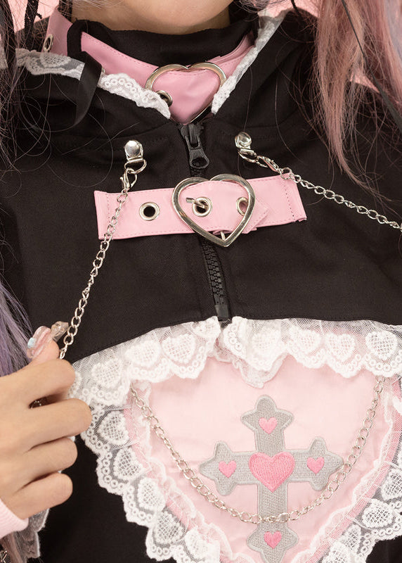 Pinktaho Kiss Kill Black Bunny Ear Lolita Cropped Jacket