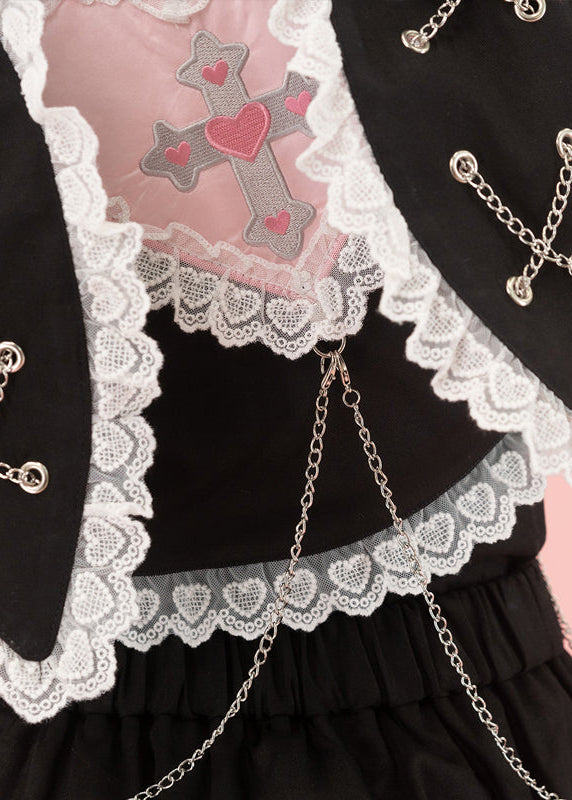 Pinktaho Kiss Kill Black Bunny Ear Lolita Cropped Jacket