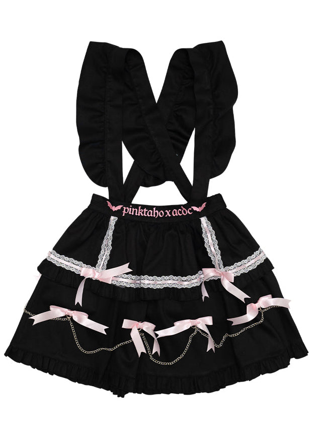 Pinktaho Kiss Kill Black Lolita Suspender Skirt