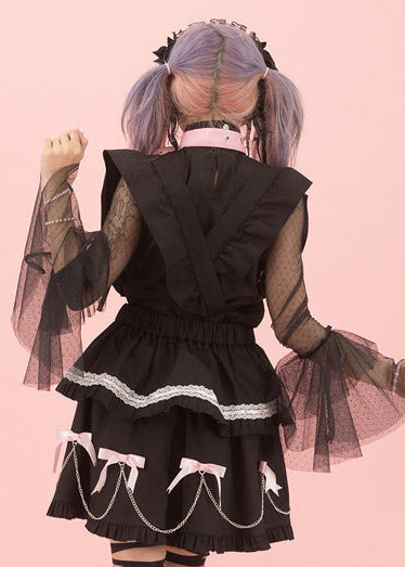 Pinktaho Kiss Kill Black Lolita Suspender Skirt