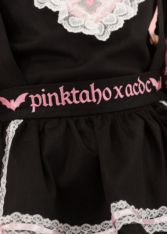 Pinktaho Kiss Kill Black Lolita Suspender Skirt