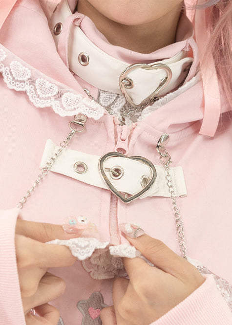 Pinktaho Kiss Kill Pink Bunny Ear Lolita Cropped Jacket