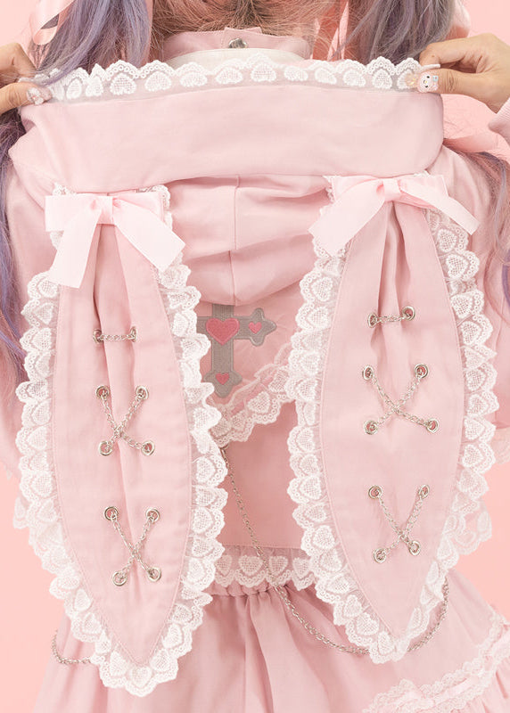 Pinktaho Kiss Kill Pink Bunny Ear Lolita Cropped Jacket
