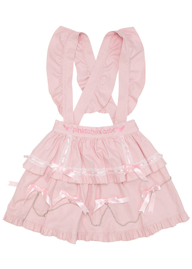 Pinktaho Kiss Kill Pink Lolita Suspender Skirt