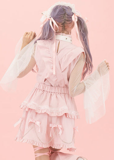Pinktaho Kiss Kill Pink Lolita Suspender Skirt