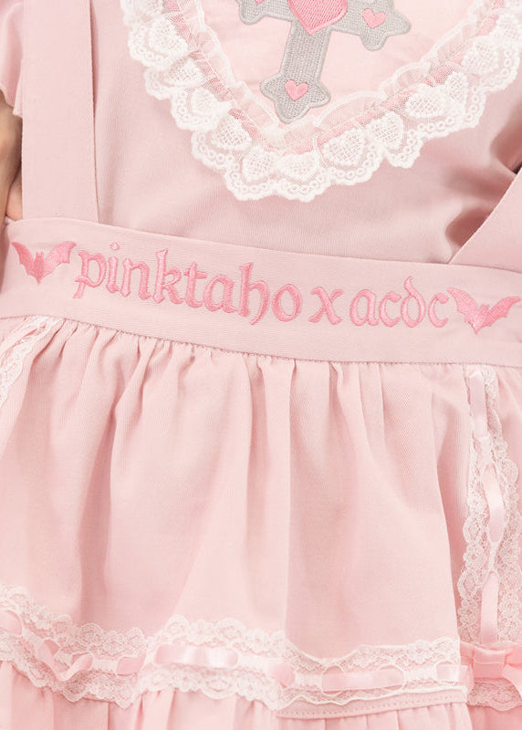 Pinktaho Kiss Kill Pink Lolita Suspender Skirt