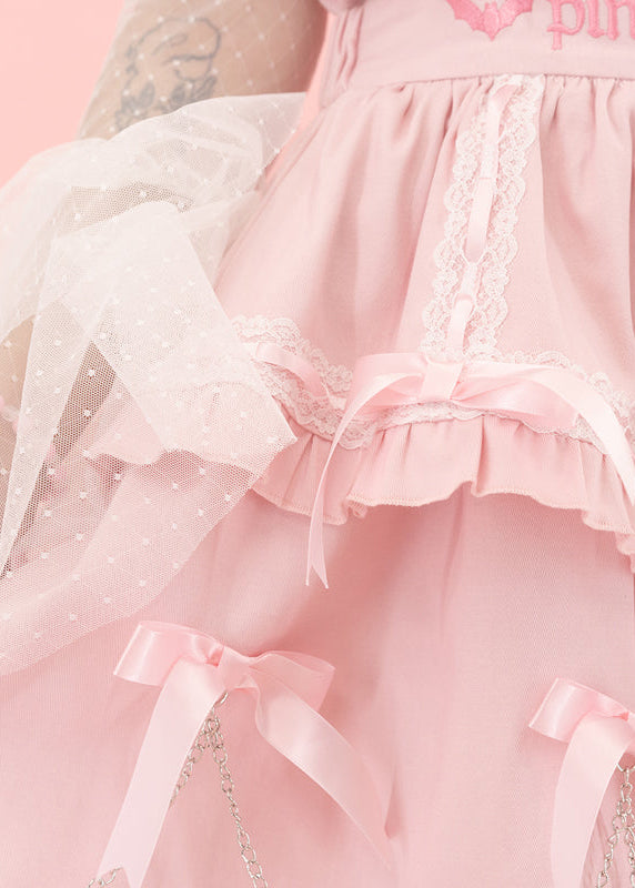 Pinktaho Kiss Kill Pink Lolita Suspender Skirt