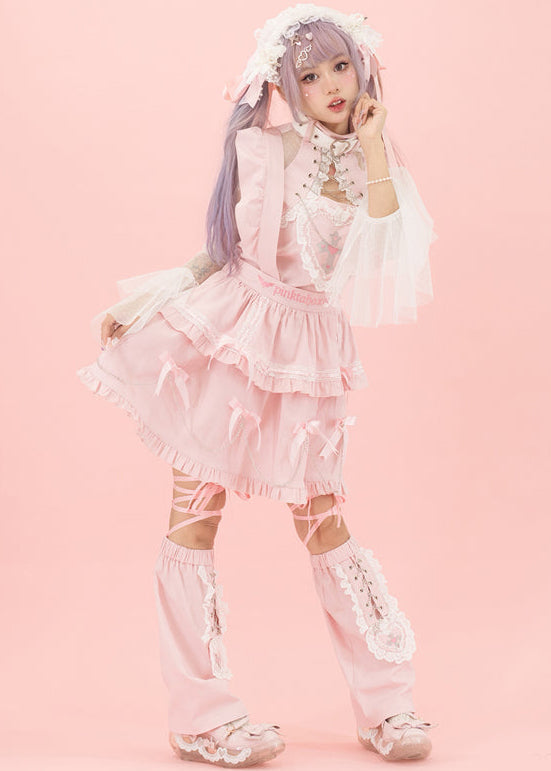 Pinktaho Kiss Kill Pink Lolita Suspender Skirt