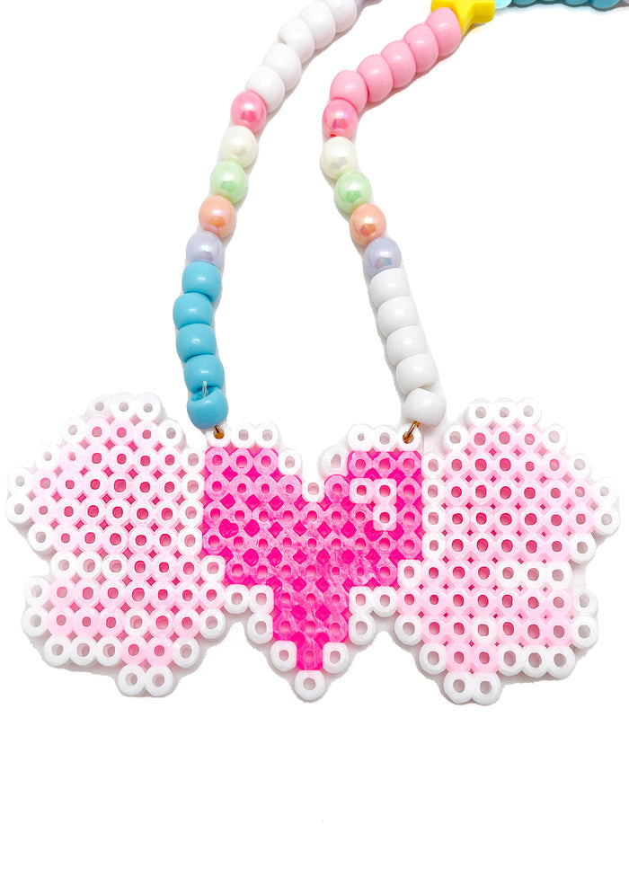 LASR Pixel Love Rave Kandi Necklace — detail view