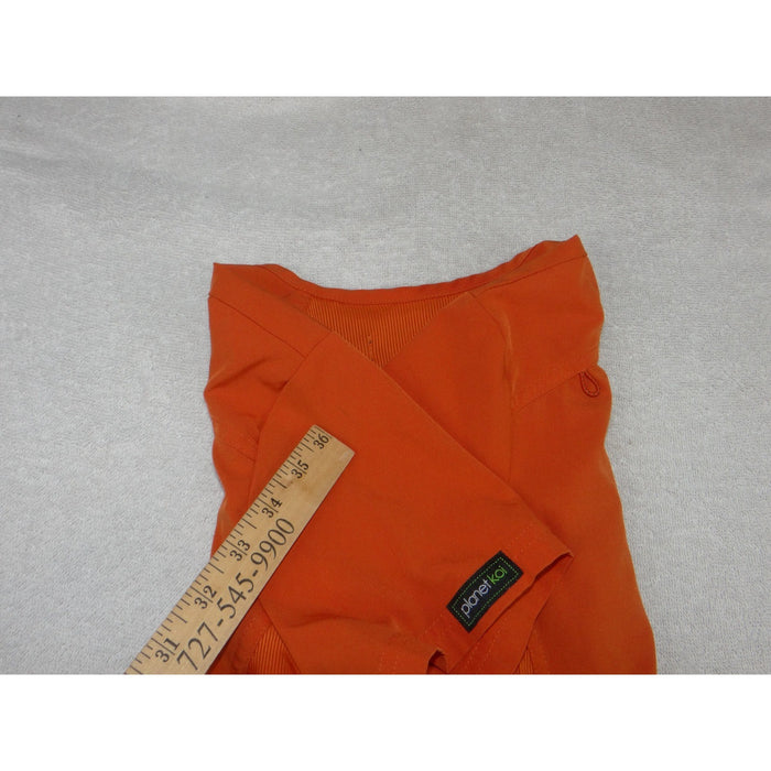 Planet Koi Womens Orange Ribbed Panel V Neck Scrub Top XS Short Sleeve4
