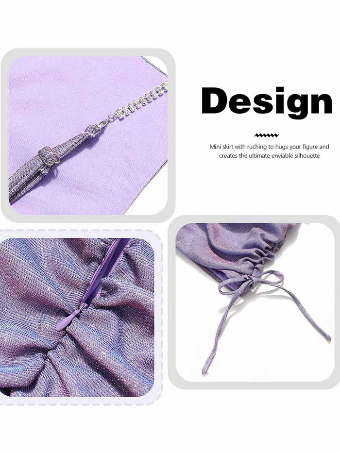 Pleated Purple Glitter Two-Piece Set