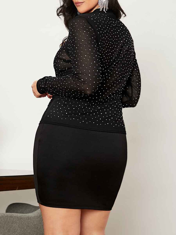 Plus Size Rhinestone Black Shirt - Bling Shirts Plus Size