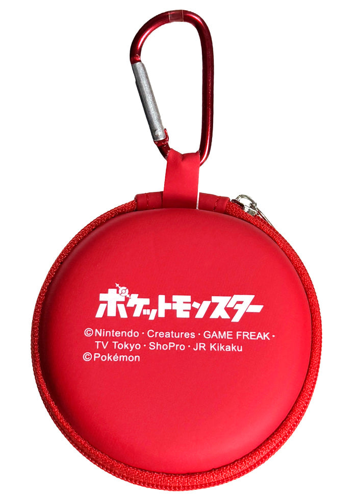 Pokemon 3D Poke Ball Carabiner Zip Pouch in red and white with carabiner clip and zipper closure — back view