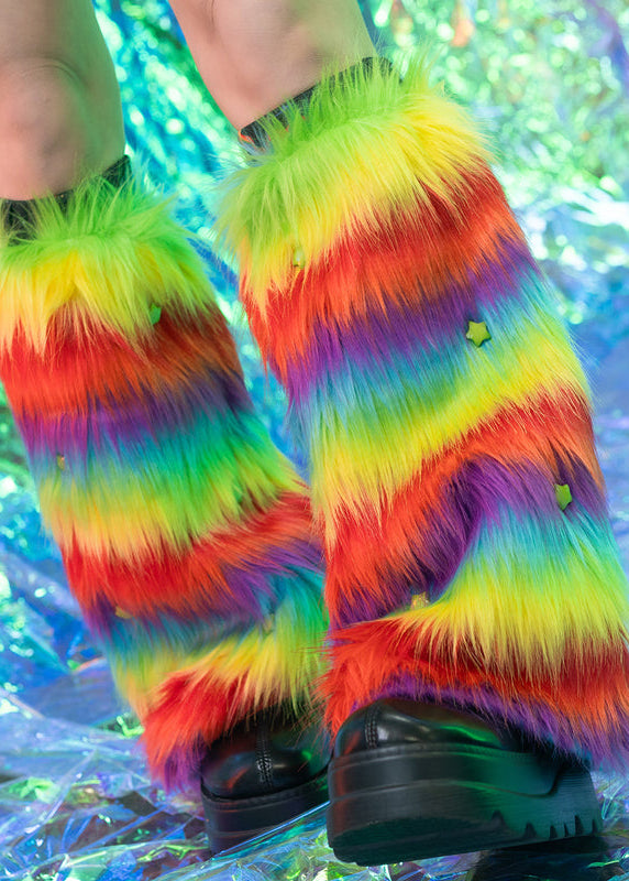 Pop Galaxy Rainbow Faux Fur Leg Warmer