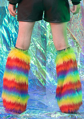 Pop Galaxy Rainbow Faux Fur Leg Warmer