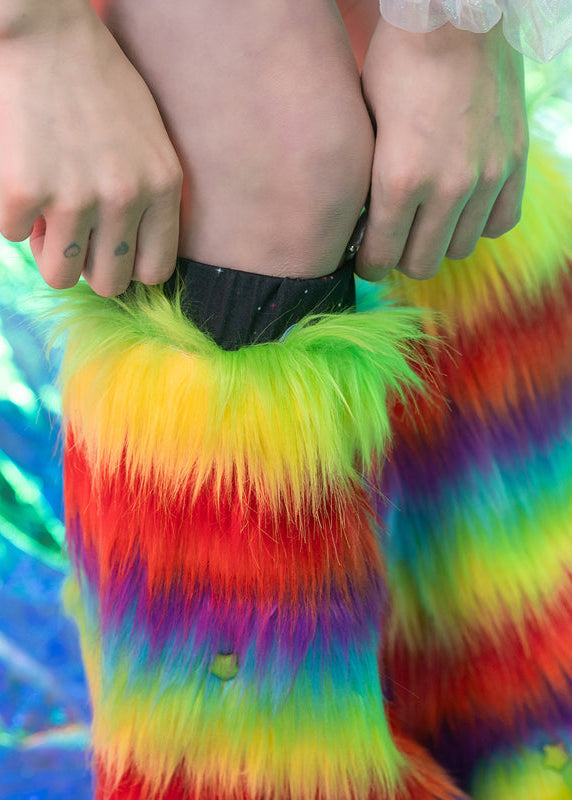 Pop Galaxy Rainbow Faux Fur Leg Warmer