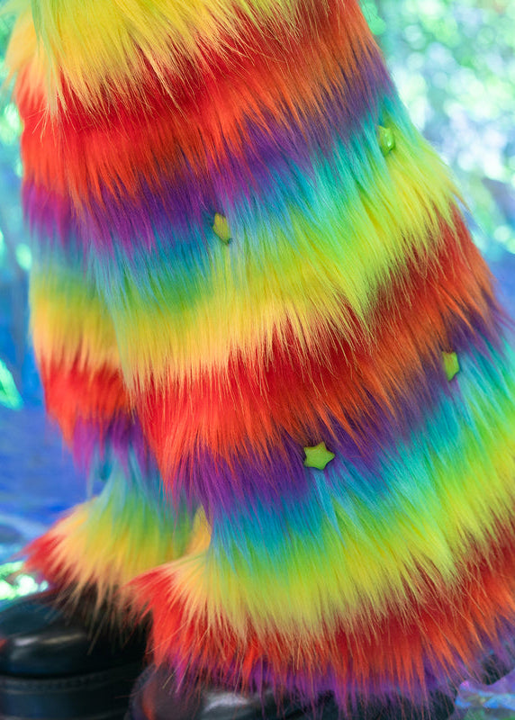 Pop Galaxy Rainbow Faux Fur Leg Warmer