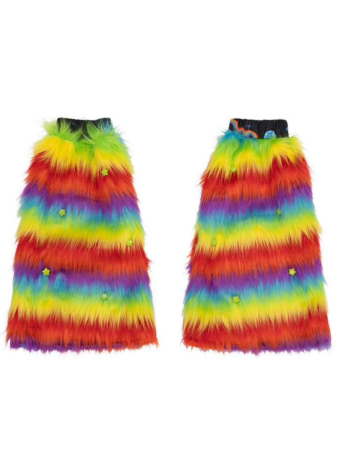 Pop Galaxy Rainbow Faux Fur Leg Warmer