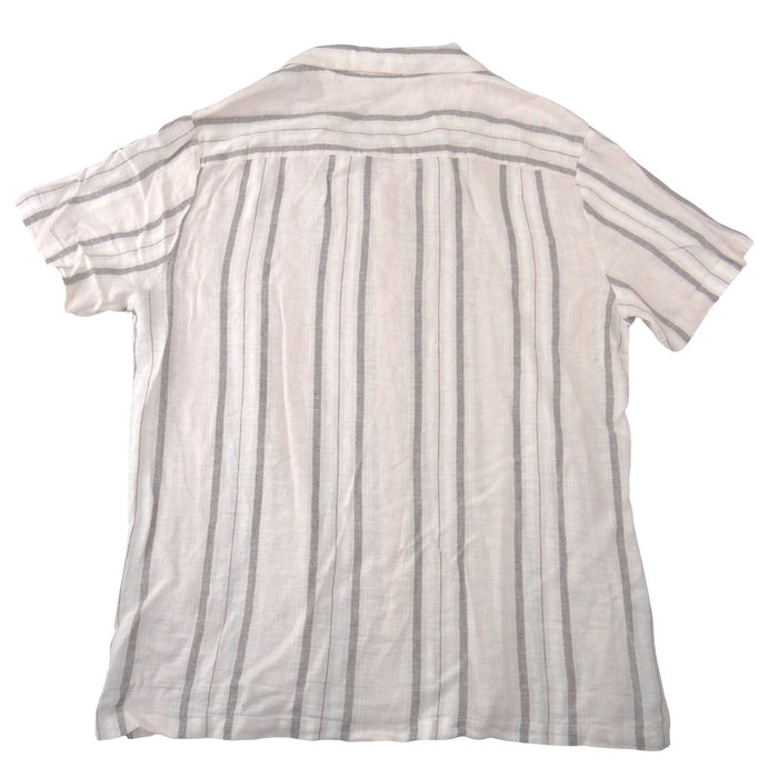 Porter & Ash Mens Large Linen Blend Striped Short Sleeve Button Up Shirt Cream3