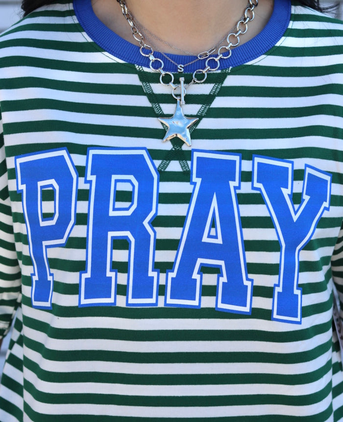 PRAY {Green Stripe Short Set}