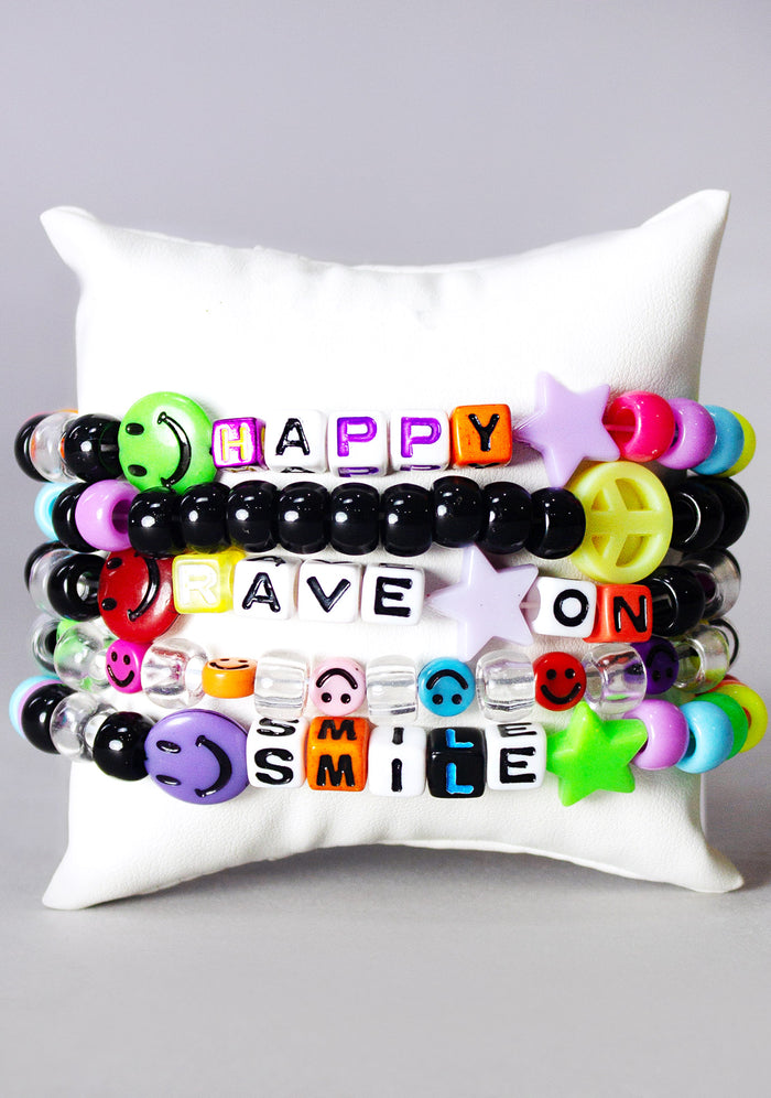 Psychedelic High 5PC Stacked Rave Kandi Bracelet