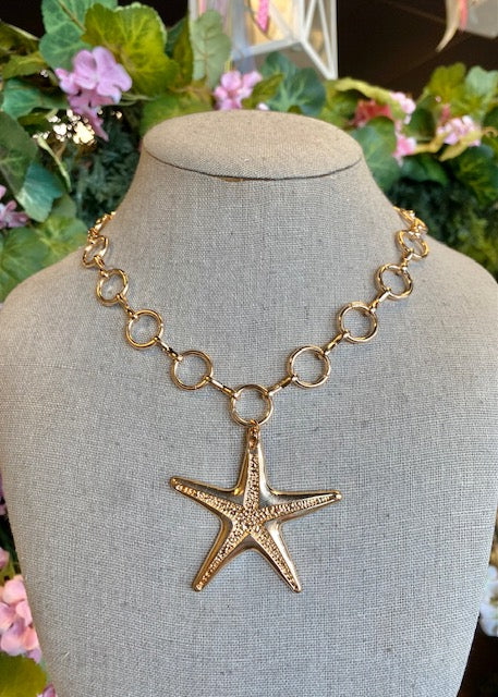 Puffy Star Chunky Chain Statement Necklace