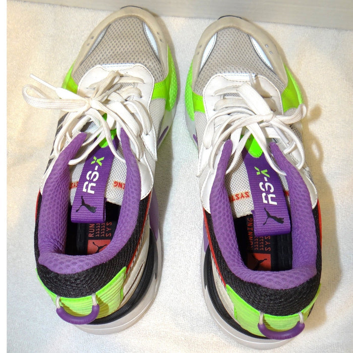 Puma RS X Hard Drive White Lime Green Purple Black Sneakers 372715 02 Mens 115