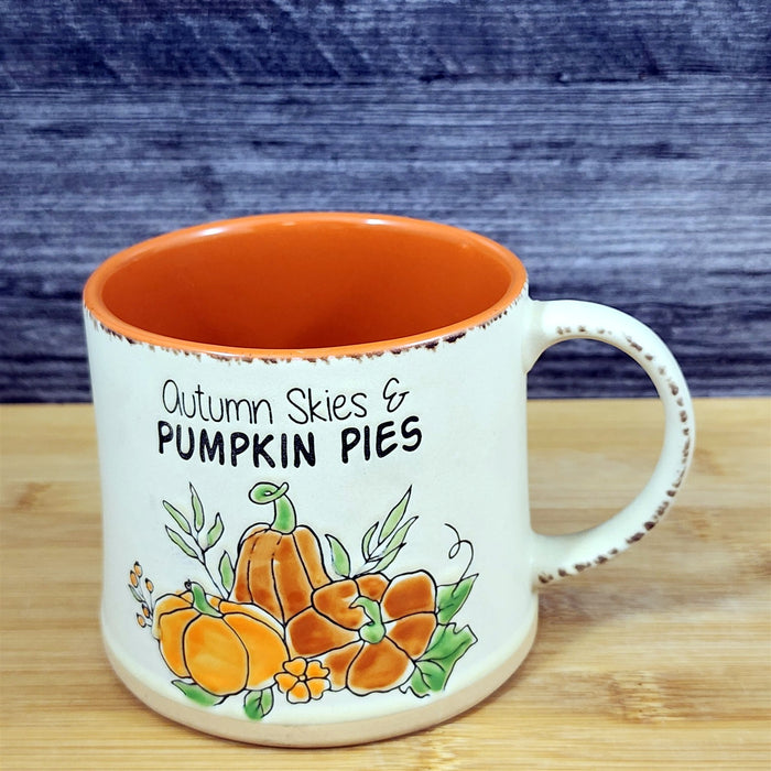 Pumpkin Harvest Autumn Coffee Mug Orange Embossed Tea Cup 17oz by Blue Sky