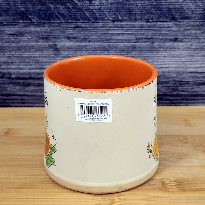 Pumpkin Harvest Autumn Coffee Mug Orange Embossed Tea Cup 17oz by Blue Sky