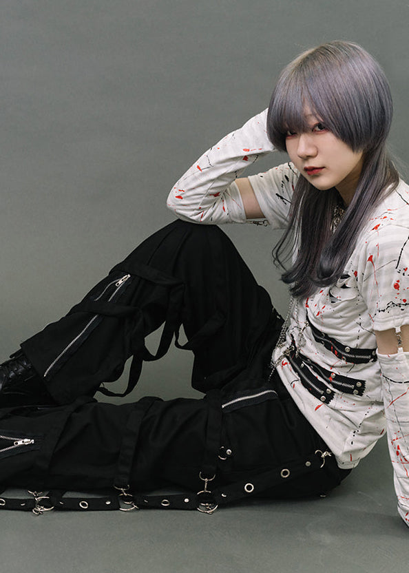 Punk Revival 1033 Black Belt Bondage Pants