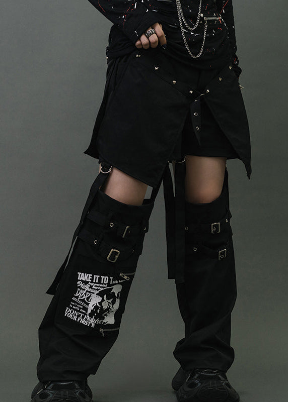 Punk Revival 1033 Black Detachable Bondage Pants