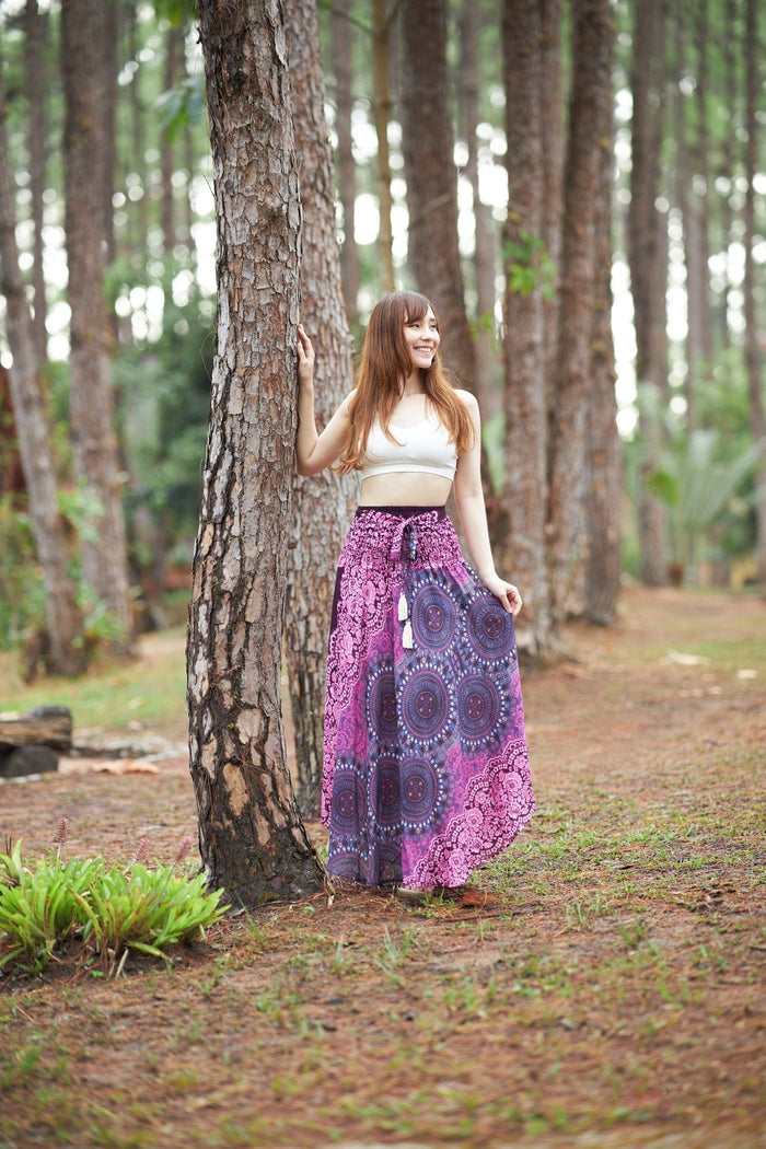 PURPLE BOHEMIAN MAXI SKIRT - Lannaclothesdesign Shop