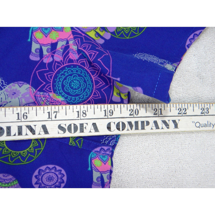 Purple Elephant V Neck Scrub Top Short Sleeve Medical Uniform Pockets2