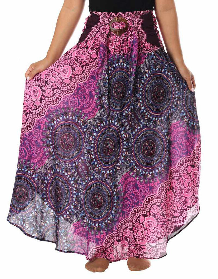 PURPLE MANDALA BOHO MAXI SKIRT - Lannaclothesdesign Shop