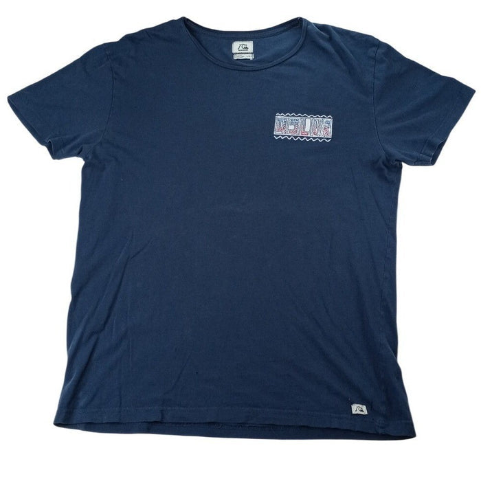 Quiksilver Women's Navy Blue Graphic T Shirt Surf Wave Logo Size L0