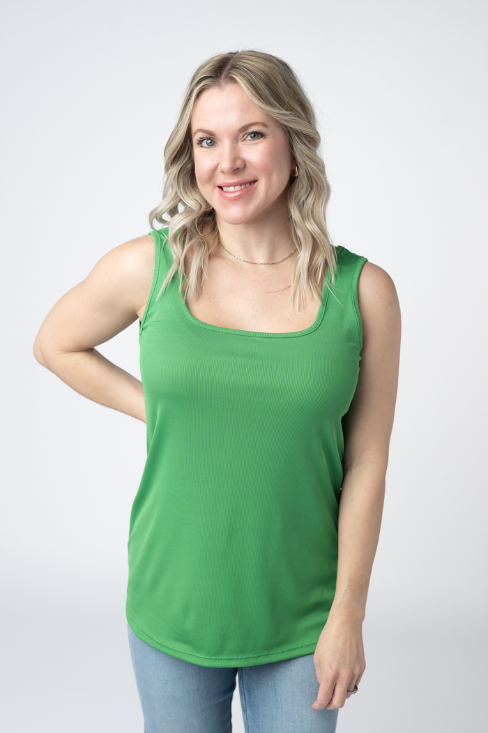 Rachel Ribbed Tank - Kelly Green