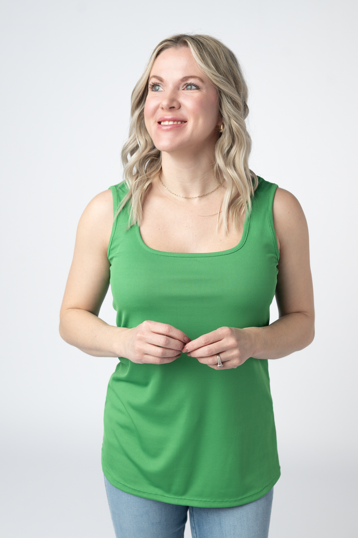 Rachel Ribbed Tank - Kelly Green
