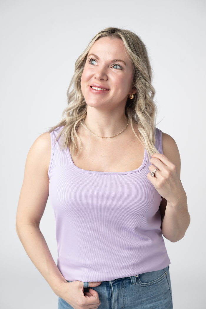 Rachel Ribbed Tank -  Lavender