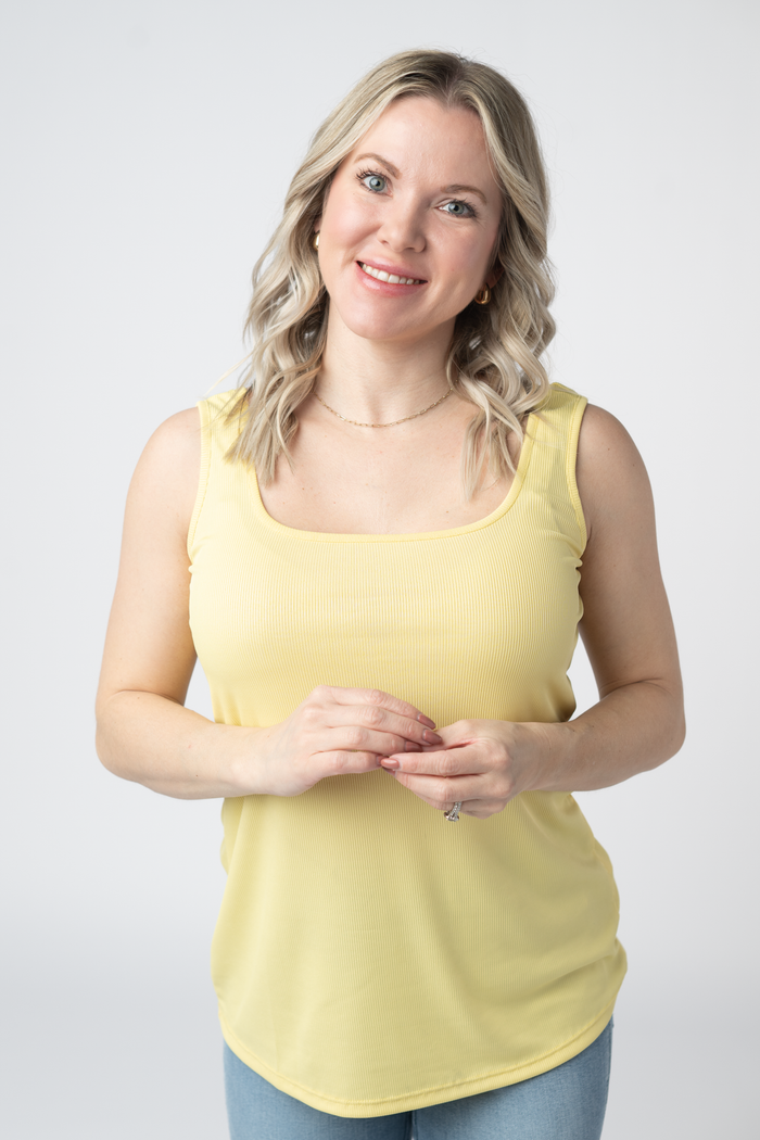 Rachel Ribbed Tank - Yellow