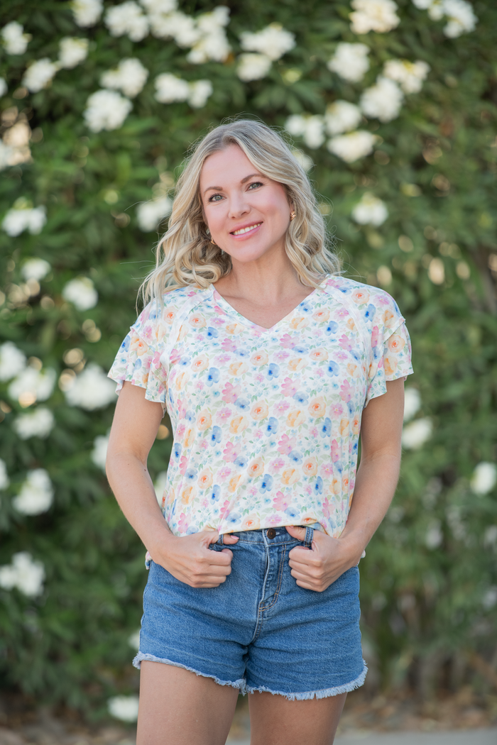 Raelynn V-Neck Top - Petal Gardens