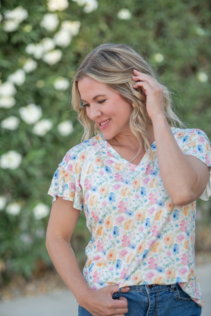 Raelynn V-Neck Top - Petal Gardens