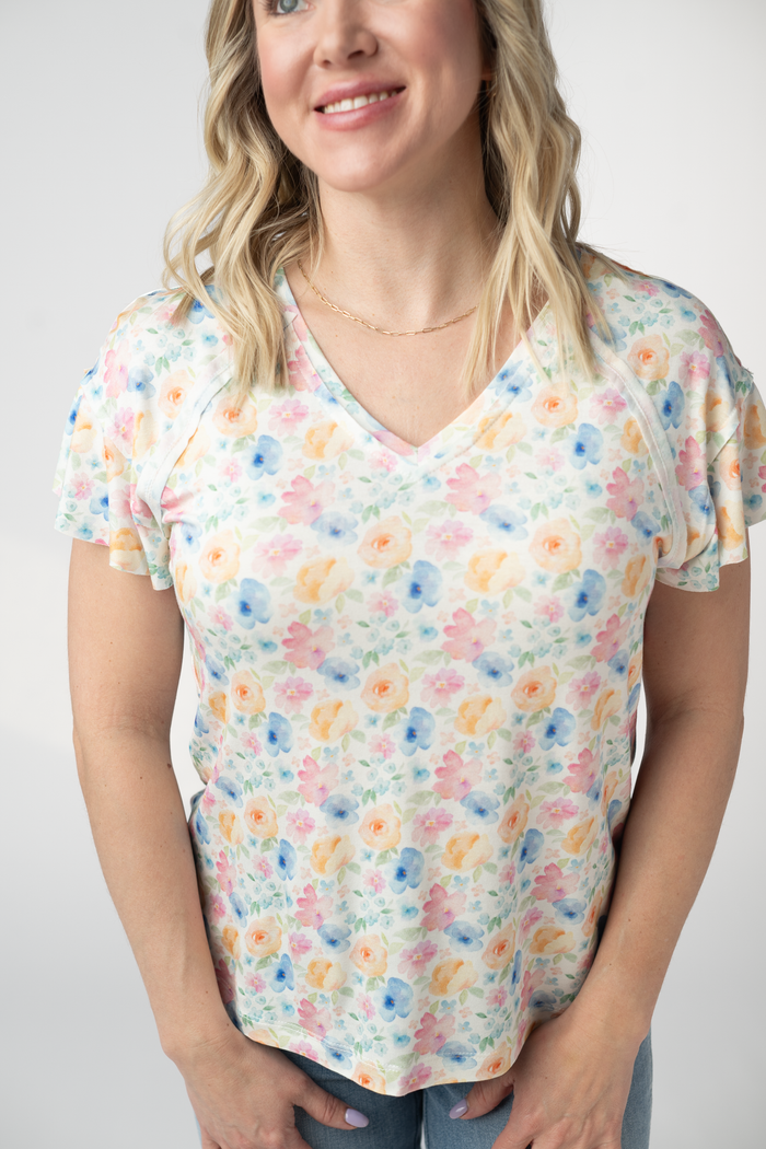 Raelynn V-Neck Top - Petal Gardens