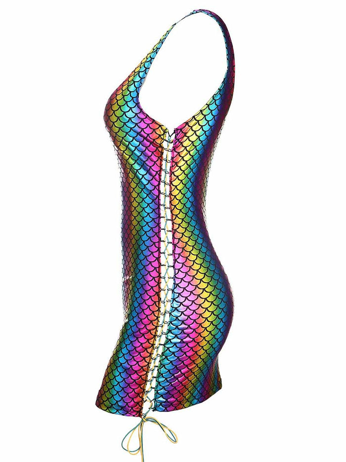 Rainbow Fish Scale Reflective Dress