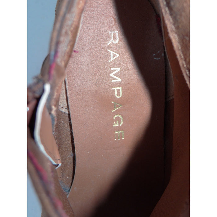 Rampage Womens Brown Faux Leather Block Heel Ankle Booties Almond Toe Zip 40556