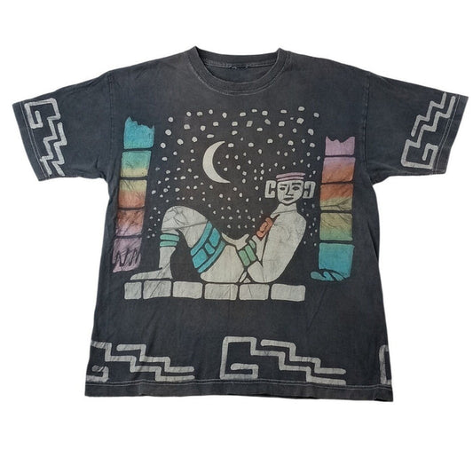 Rare M&O Gold Vintage Graphic T Shirt Aztec Celestial Night Sky Print M&O Gold0