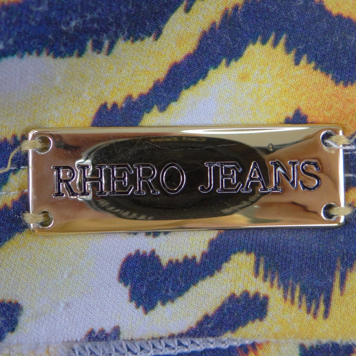 Rare Rhero Jeans Womens Tiger Print Tank Top Rhinestone Gold Hardware Racerback3