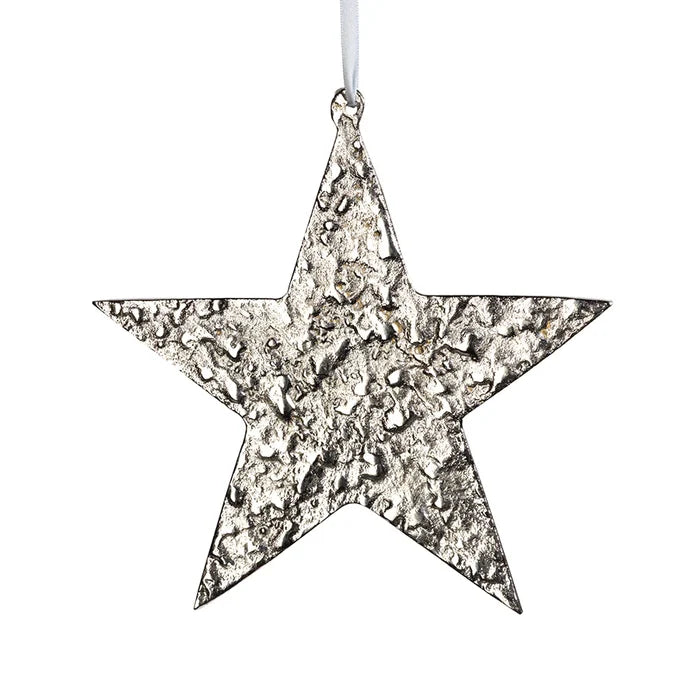 RAW ALUMINUM STAR ORNAMENT - NICKEL - LARGE
